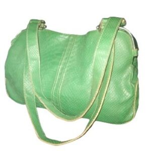 Jaclyn Smith Green Leather Shoulder Bag Silver Toned Hardware